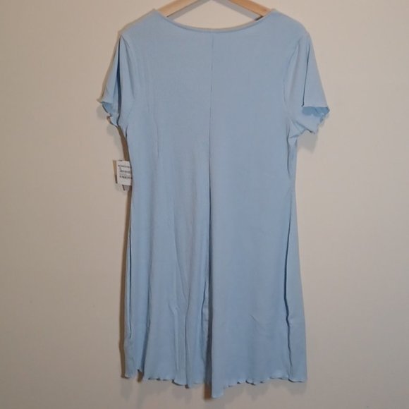 BP. Blue Tie Front Lettuce Edge  Rib Dress - Picture 8 of 8